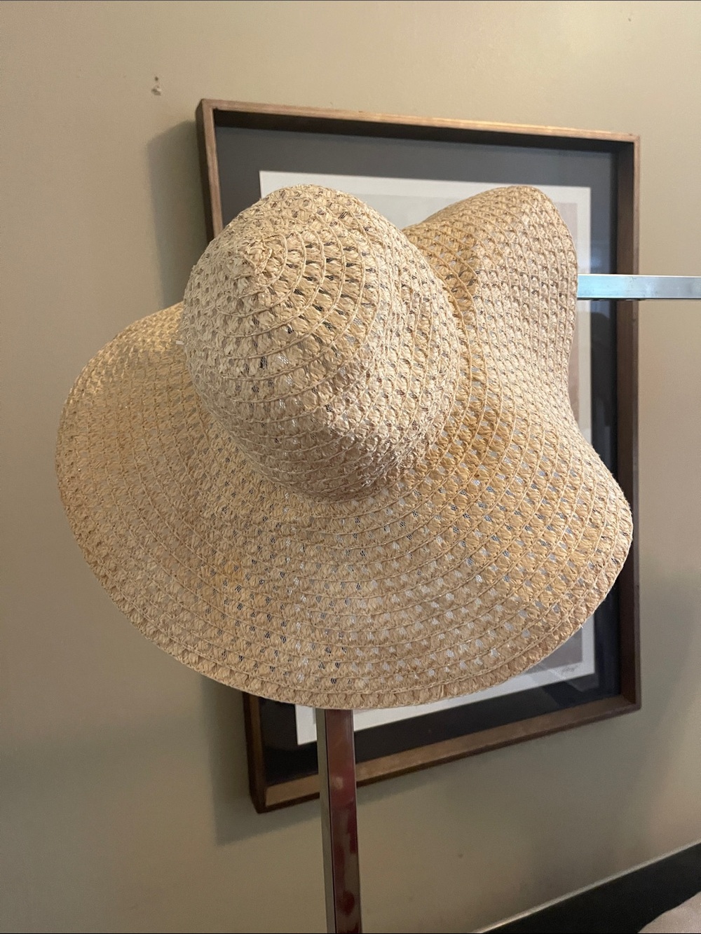 Wide Brim Straw Sun Hat - Natural Beige
